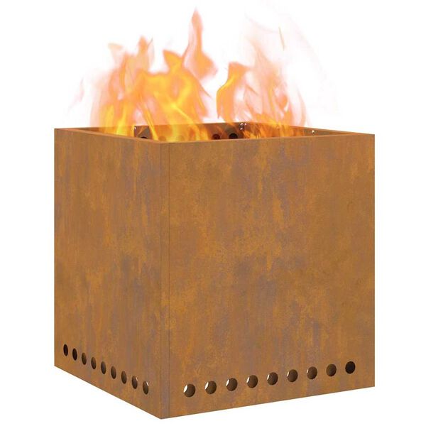 vidaXL Rauchfreier Feuerkorb Braun 48 x 48 x 50 cm Stahl