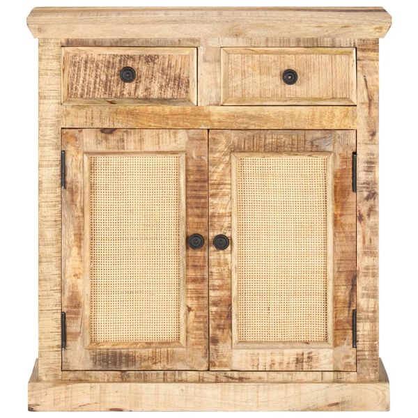 vidaXL Sideboard 65x32x70 cm Mango Massivholz und Naturgeflecht