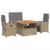 vidaXL 4-tlg. Garten-Essgruppe mit Kissen Beige Poly Rattan
