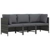 vidaXL 3-Sitzer-Gartensofa mit Kissen Grau Poly Rattan