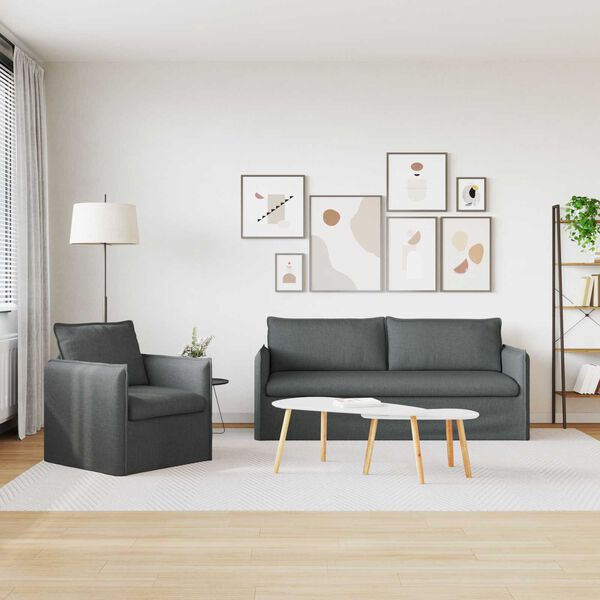 vidaXL Sofa 2 pcs Dunkelgrau 196 x 82 x 85 cm Stoff