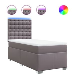 vidaXL Boxspringbett mit Matratze Grau 80x200 cm Kunstleder