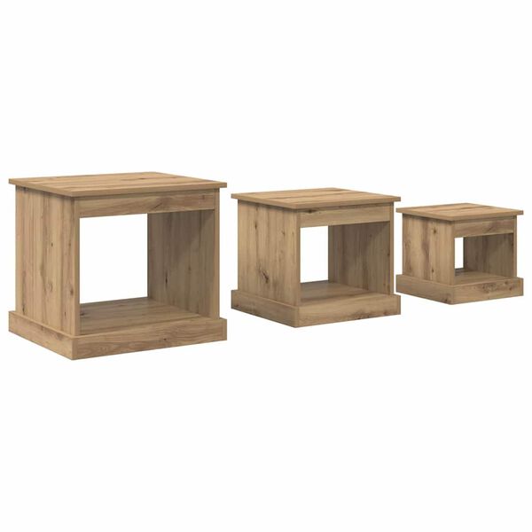 vidaXL Couchtisch 3 pcs Artisan-Eiche Holzwerkstoff