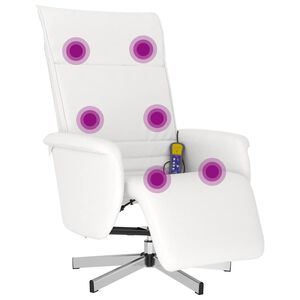 vidaXL Massagesessel mit Fu&szlig;teil Wei&szlig; Kunstleder