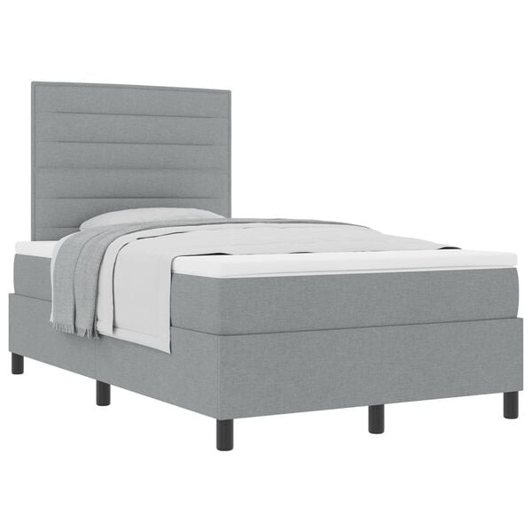 vidaXL Boxspringbett mit Matratze Hellgrau 120 x 190 cm Stoff