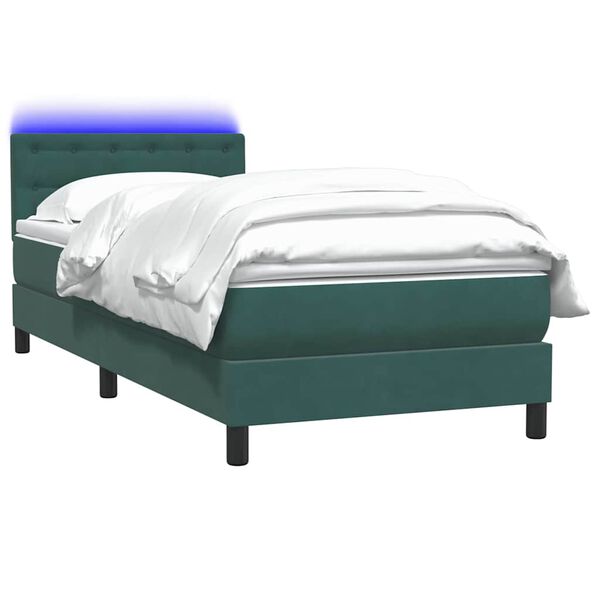 vidaXL Boxspringbett mit Matratze Dunkelgrün 80x210 cm Samt