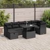 vidaXL 8-tlg. Garten-Sofagarnitur mit Kissen Schwarz Poly Rattan