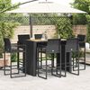 vidaXL 7-tlg. Gartenbar-Set ohne Kissen Schwarz Poly Rattan Akazie