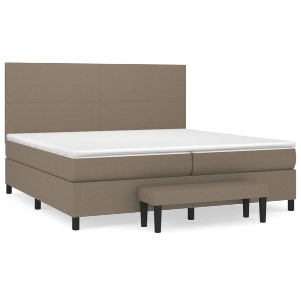 vidaXL Boxspringbett mit Matratze Taupe 200x200 cm Stoff