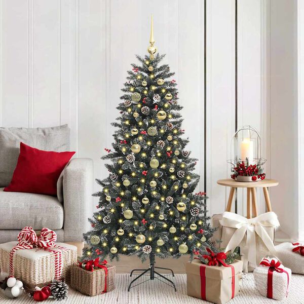 vidaXL K&uuml;nstlicher Weihnachtsbaum Gr&uuml;n 150 cm PVC, Plastik und Stahl
