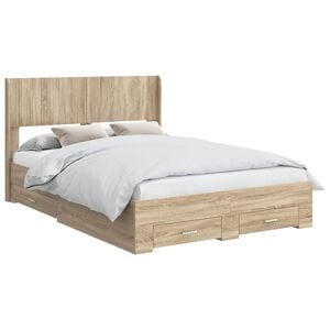 vidaXL Bettgestell mit Stauraum und Kopfteil Sonoma-Eiche 150 x 200 cm