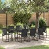 vidaXL Garten Essgruppe 9 pcs Schwarz Pulverbeschichteter Stahl