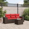 vidaXL 4-teiliges Gartensofa-Set mit Kissen, braun, Polyrattan