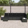 vidaXL Garten-Sofa-Set mit Kissen 7 pcs Schwarz Poly-Rattan