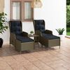 vidaXL 3-tlg. Garten-Lounge-Set mit Auflagen Poly Rattan Braun