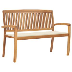 vidaXL Stapelbare Gartenbank mit Auflage 128,5 cm Massivholz Teak