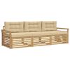 vidaXL Outdoor-Sofagarnitur 3 Stk. Wei&szlig; und Beige Massivholz Akazie