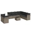 vidaXL 10-tlg. Garten-Sofagarnitur mit Kissen Grau Poly Rattan
