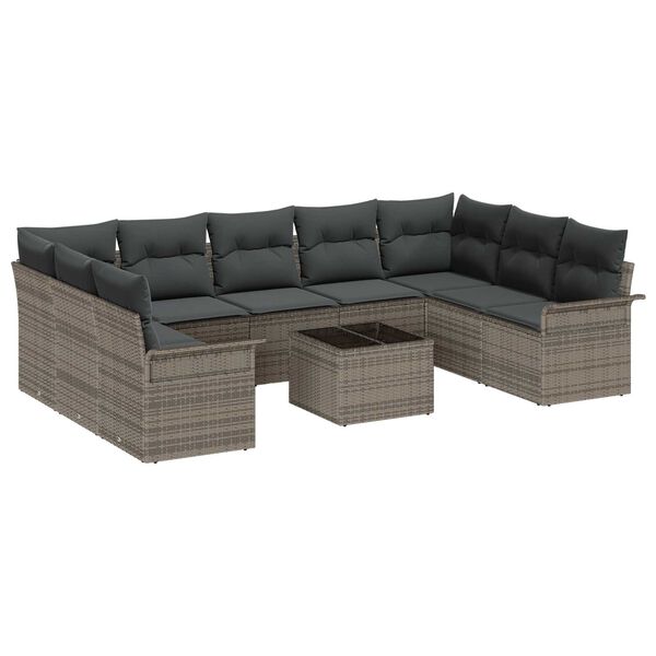 vidaXL Gartensofa-set mit Speicher 10 pcs Schwarz Poly-Rattan