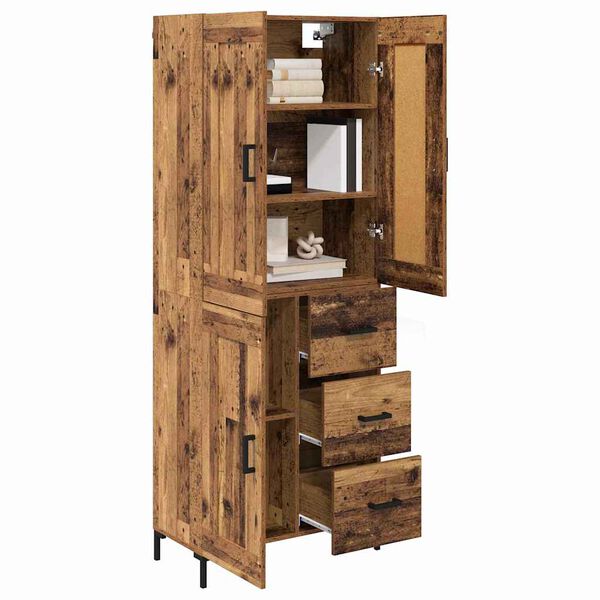vidaXL Highboard mit Schubladen 2 pcs Altholz Holzwerkstoff