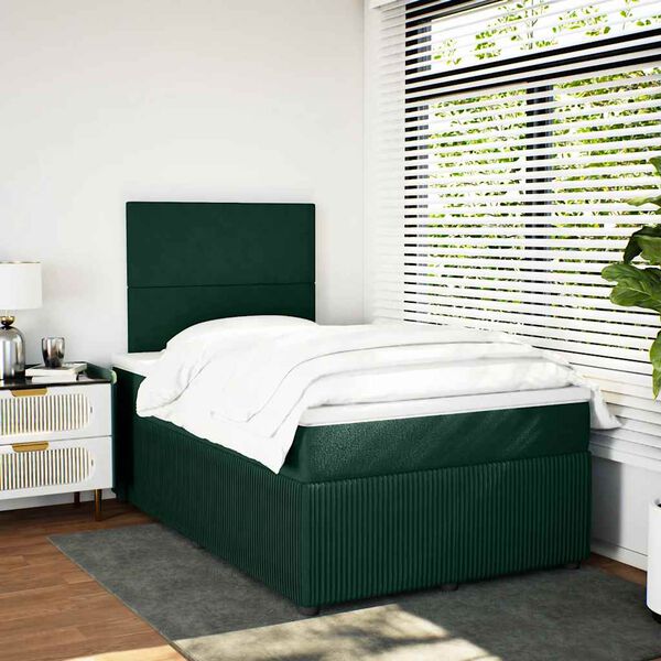 vidaXL Boxspringbett mit Matratze Dunkelgr&uuml;n 120x190 cm Samt