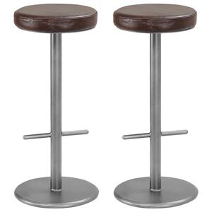 vidaXL Barhocker 2 Stk. Distressed Braun Echtleder