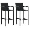 vidaXL Barhocker 2 Stk. Schwarz Poly Rattan