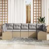 vidaXL Gartensofa-set mit Kissen 7 pcs Beige Poly Rattan