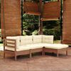 vidaXL 4-tlg. Garten-Lounge-Set mit Kissen Honigbraun Kiefernholz