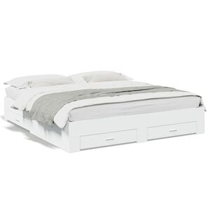 vidaXL Bettgestell mit Schubladen Weiß 200x200 cm Holzwerkstoff