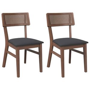 vidaXL Esszimmerst&uuml;hle mit Kissen 2 Stk. Braun Massivholz Gummibaum