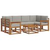 vidaXL Outdoor-Sofagarnitur mit Kissen 7 pcs Nat&uuml;rlich und Hellgrau