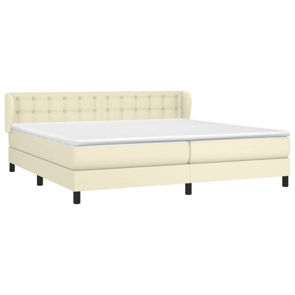 vidaXL Boxspringbett mit Matratze Creme 200x200 cm Kunstleder