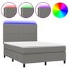 vidaXL Boxspringbett mit Matratze & LED Dunkelgrau 140x190 cm Stoff