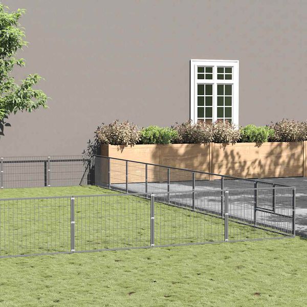 vidaXL Hundezwinger Silbern 72 m&sup2; Stahl