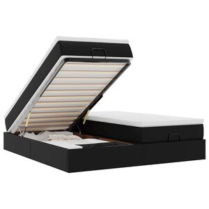 vidaXL Ottoman-Bett mit Matratzen Schwarz 180x200 cm Kunstleder