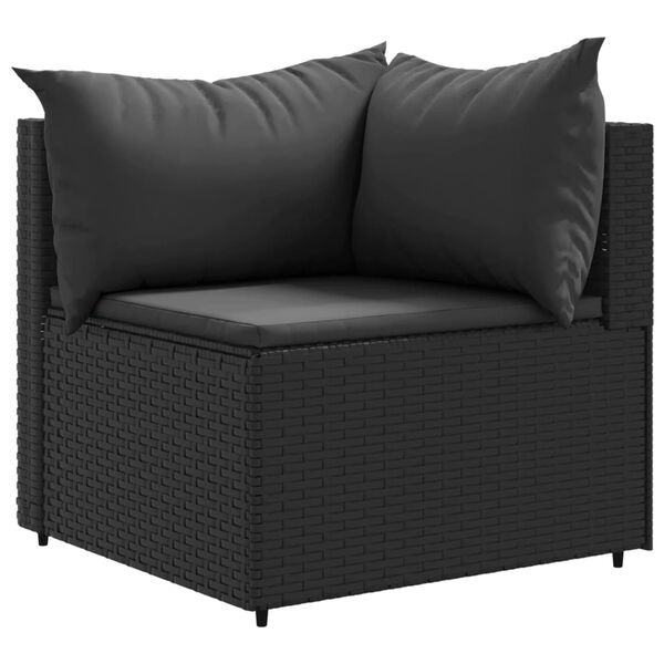 vidaXL 10-tlg. Garten-Lounge-Set mit Kissen Schwarz Poly Rattan