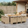 vidaXL 11-tlg. Garten-Essgruppe mit Kissen Beige Poly Rattan