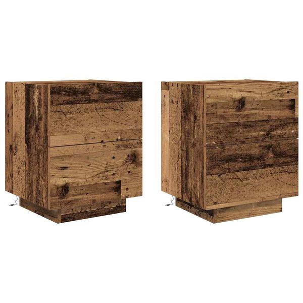 vidaXL Nachttisch 2 pcs Altholz 45 x 40 x 55 cm Holzwerkstoff