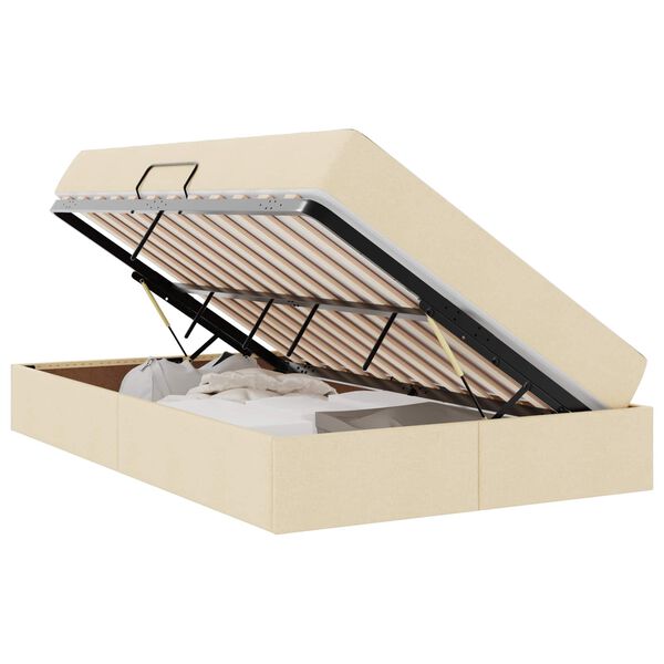 vidaXL Aufbewahrungsbett mit Matratze Creme 120 x 200 cm Polyester
