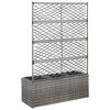 vidaXL Hochbeet mit Rankgitter 3 Töpfe 83×30×130cm Poly Rattan Grau