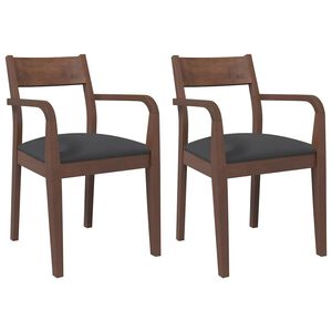 vidaXL Esszimmerst&uuml;hle mit Kissen 2 Stk. Braun Massivholz Gummibaum