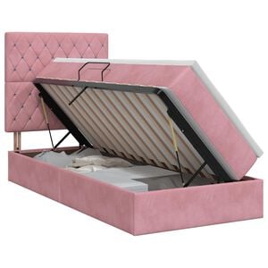 vidaXL Aufbewahrungsbett mit Matratze Rosa 100 x 200 cm Samt