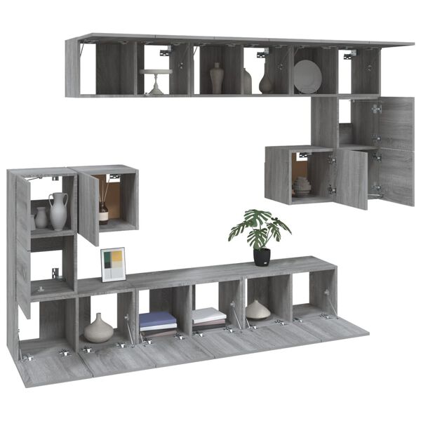vidaXL 10-tlg. TV-Schrank-Set Grau Sonoma Holzwerkstoff