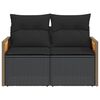 vidaXL Gartensofa mit Kissen 2-Sitzer Schwarz Poly Rattan
