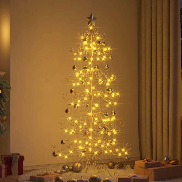 vidaXL Metall Weihnachtsbaum Gold 180 cm Pulverbeschichteter Stahl