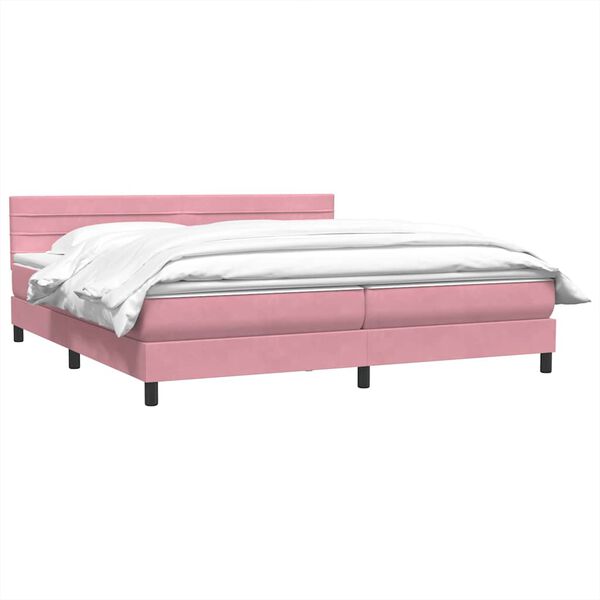 vidaXL Boxspringbett mit Matratze Rosa 200x210 cm Samt