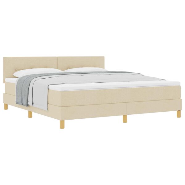 vidaXL Boxspringbett mit Matratze Creme 180 x 200 cm Stoff