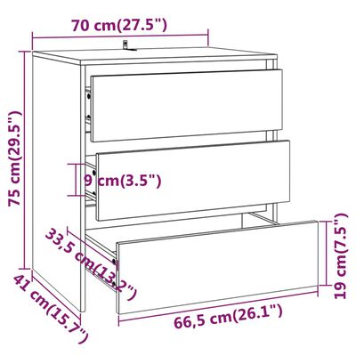vidaXL Sideboard Schwarz 70x41x75 cm Holzwerkstoff