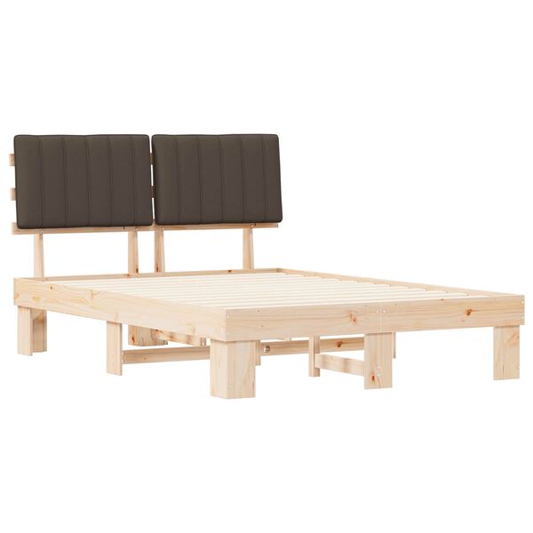 vidaXL Bettgestell mit gepolstertem Kopfteil Taupe 140 x 200 cm